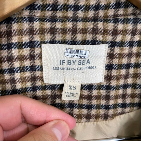 Anthropologie If By Sea Menswear Plaid Overcoat City Coat Brown Academia Small s - Picture 6 of 10